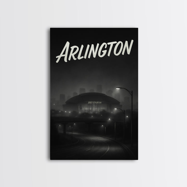 Arlington Travel Poster, Framed Canvas Print, Black And White Travel Art, Arlington Poster Print, Wanderlust Decor, Travel Poster Art