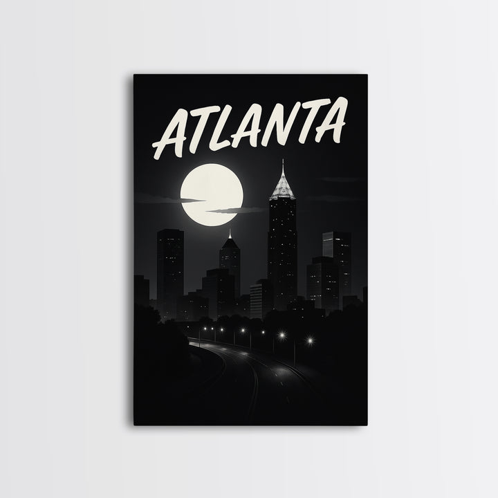 Atlanta Georgia Travel Poster, Canvas Print, Dark Moody City Wall Art, Atlanta Print, Travel Wall Art, Travel Poster Set, Office Decor