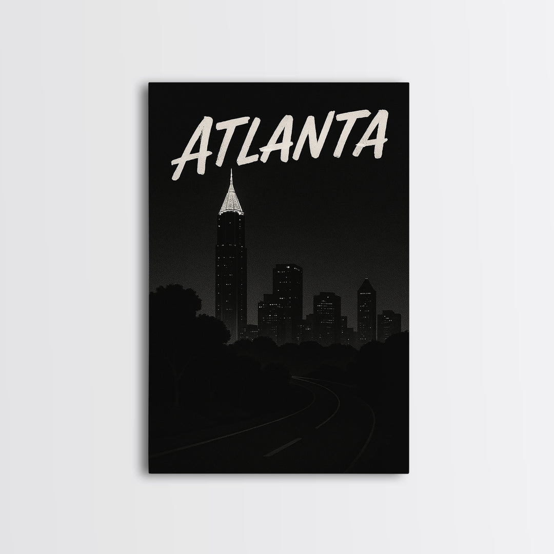 Atlanta Travel Poster, Canvas Print, Night Street Poster Art, Atlanta City Art, Travel Art Print, Travel Poster Set, Living Room Wall Art