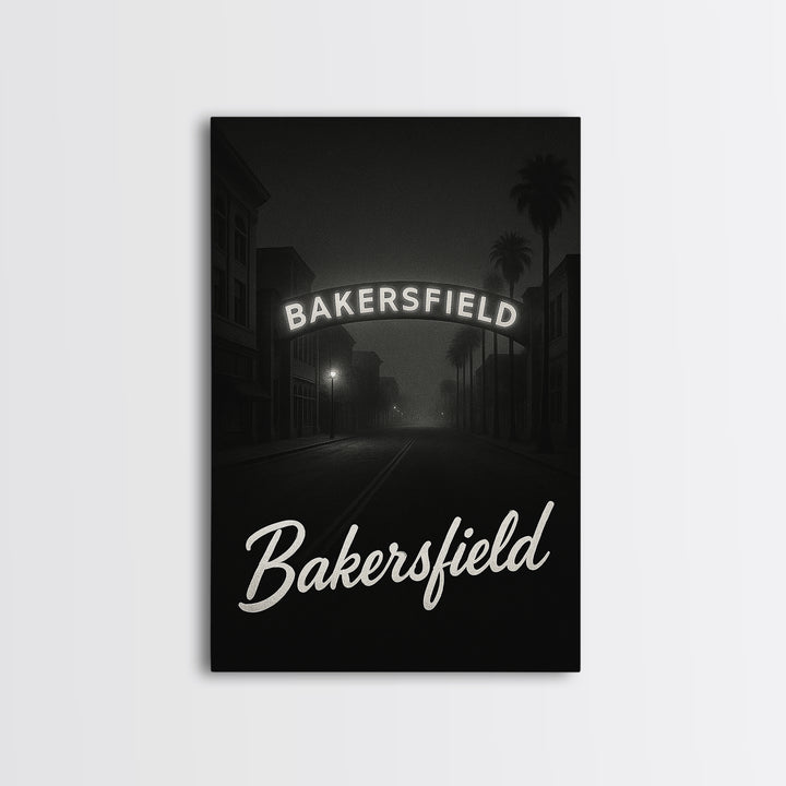 Bakersfield Travel Poster, Canvas Print, Vintage Noir Poster Art, Bakersfield Art Print, Travel Poster Set, City Travel Prints