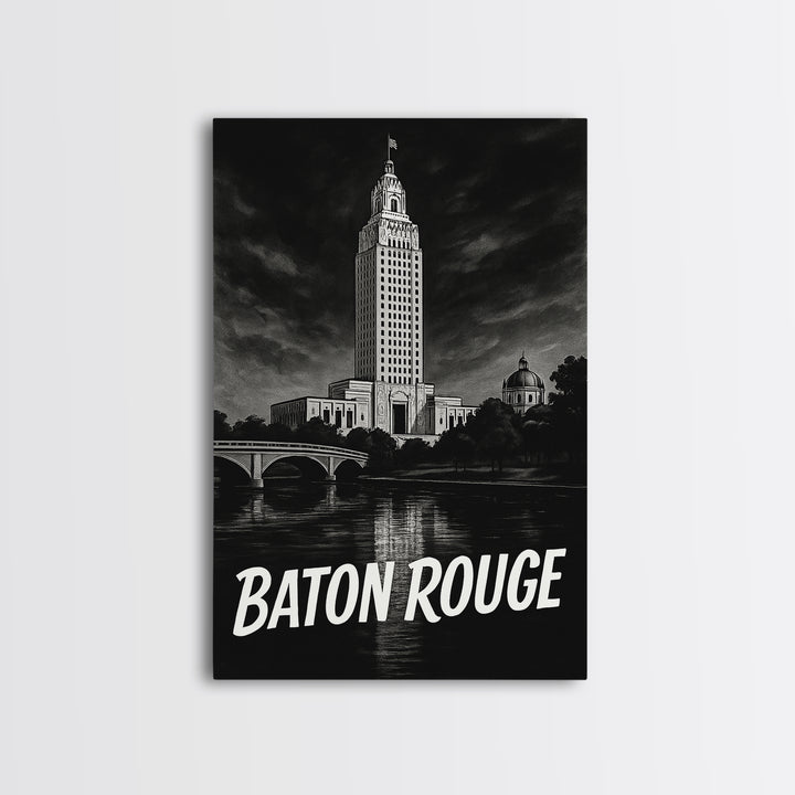 Baton Rouge Travel Poster, Canvas Print, Vintage Noir Poster Art, Baton Rouge City Art, City Art Print, Retro Travel Print, Poster Art