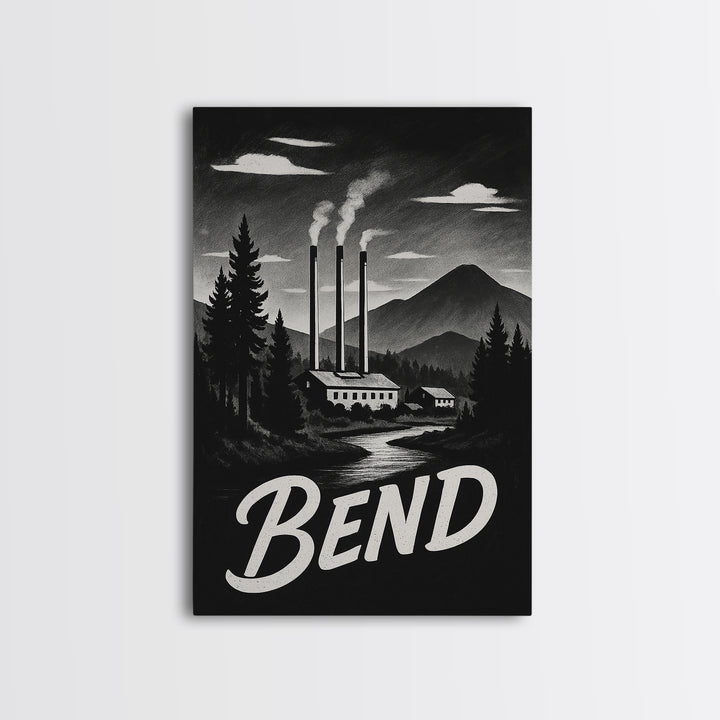 Bend Oregon Travel Poster, Canvas Print, Vintage Noir Poster Art, Bend City Art, Fine Art Print, Vintage Travel Print, Vintage City Poster