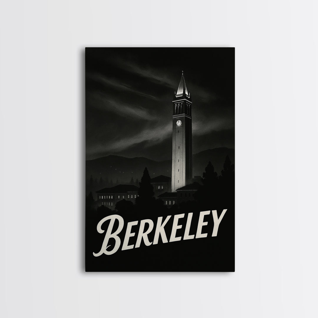 Berkeley California Travel Poster, Canvas Print, Dark Moody City Wall Art, Berkeley Wall Art, Wanderlust Decor, Travel Poster Set, Wall Art