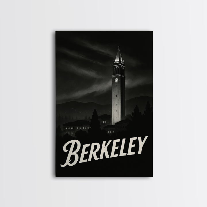 Berkeley California Travel Poster, Canvas Print, Dark Moody City Wall Art, Berkeley Wall Art, Wanderlust Decor, Travel Poster Set, Wall Art