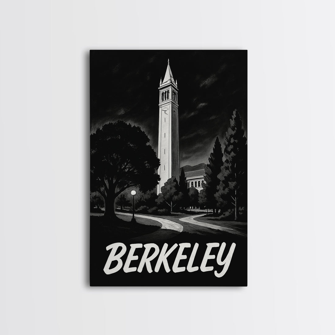 Berkeley Travel Poster, Canvas Print, Night Street Poster Art, Berkeley Wall Art, Home Office Decor, Travel Wall Decor, Gift For Travelers