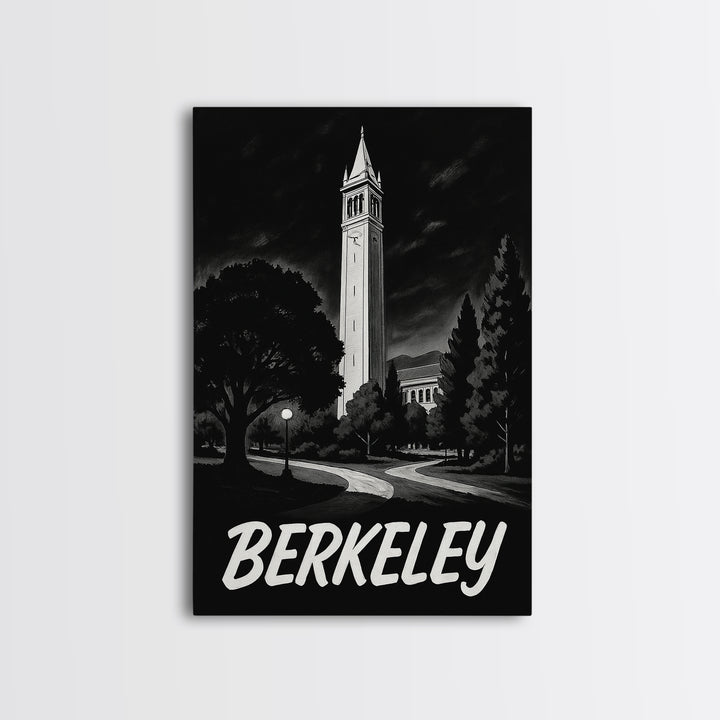 Berkeley Travel Poster, Canvas Print, Night Street Poster Art, Berkeley Wall Art, Home Office Decor, Travel Wall Decor, Gift For Travelers