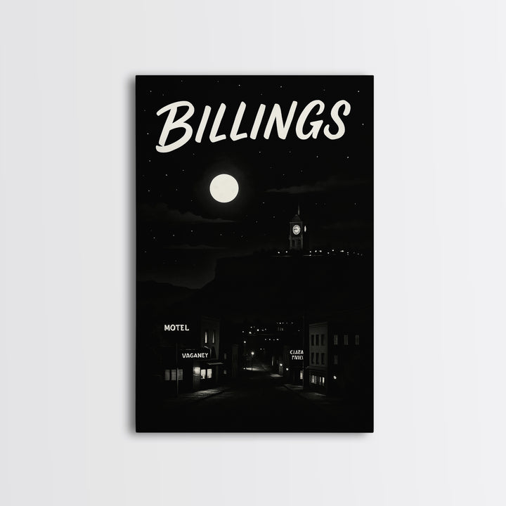 Billigns Travel Poster, Framed Canvas Print, Night Street Poster Art, Billigns Travel Art, City Travel Prints, Living Room Wall Art