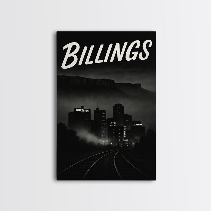 Billings Travel Poster, Canvas Print, Vintage Noir Poster Art, Billings Poster Print, Travel Wall Art, Mid Century Wall Art, Art Print