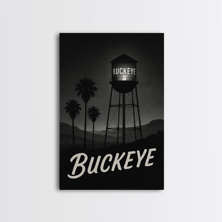 Buckeye Arizona Travel Poster, Framed Canvas Print, Black And White Travel Art, Buckeye Art Print, Travel Wall Decor, Home Office Decor