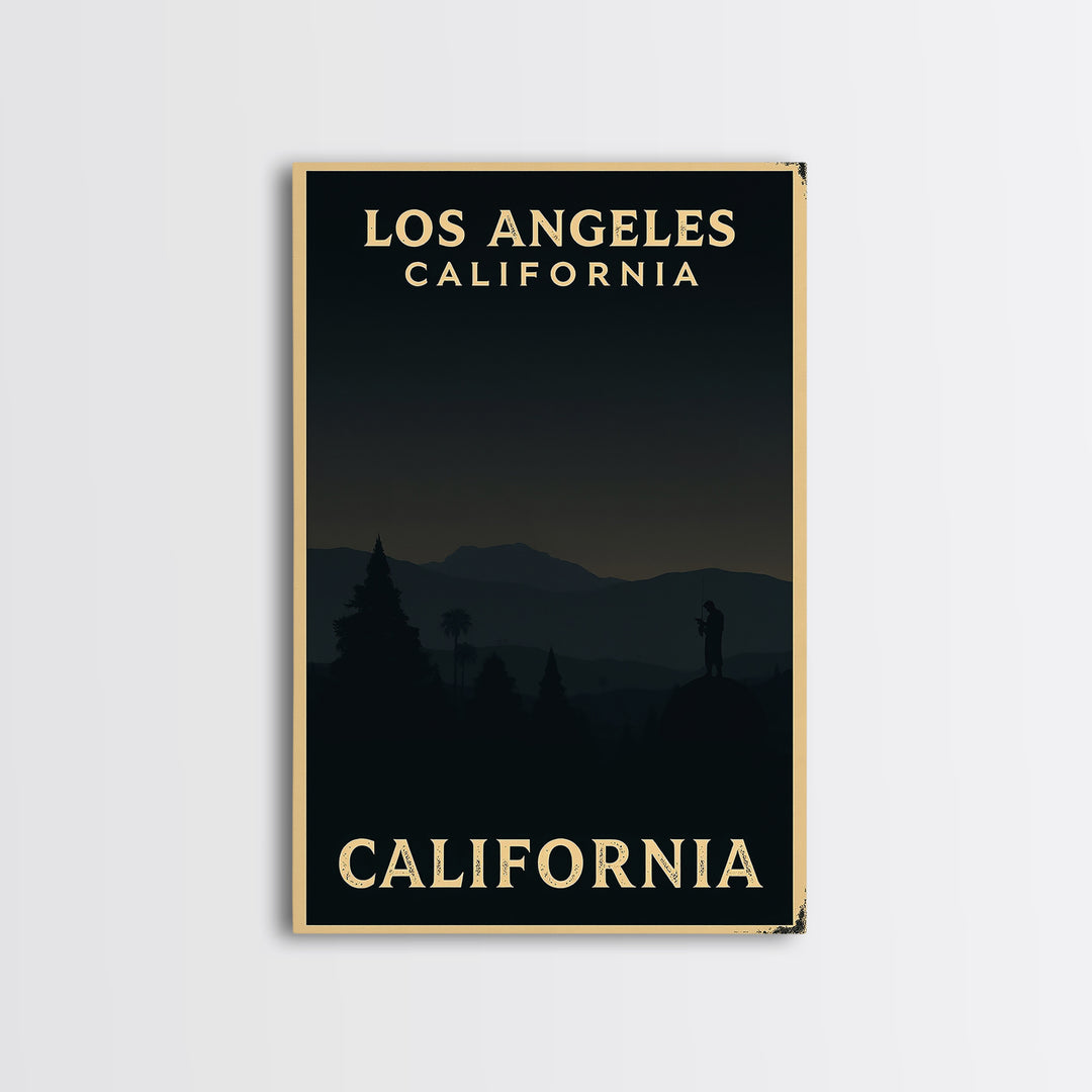 California Travel Poster, Framed Canvas Print, Night Street Poster Art, California Poster Print, Eclectic Wall Decor, City Art Print