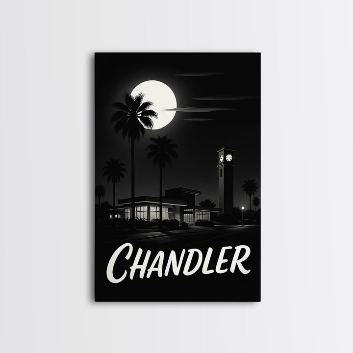 Chandler Arizona Travel Poster, Canvas Print, Black And White Travel Art, Chandler Travel Art, Vintage City Art, Skyline Art, Art Print