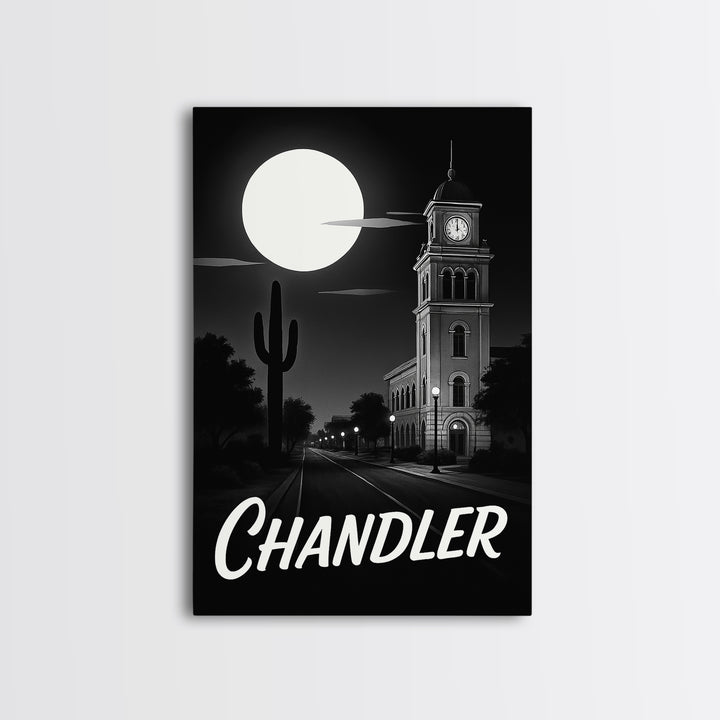 Chandler Travel Poster, Canvas Print, Black And White Travel Art, Chandler Wall Art, Eclectic Wall Decor, Watercolor Cityscape