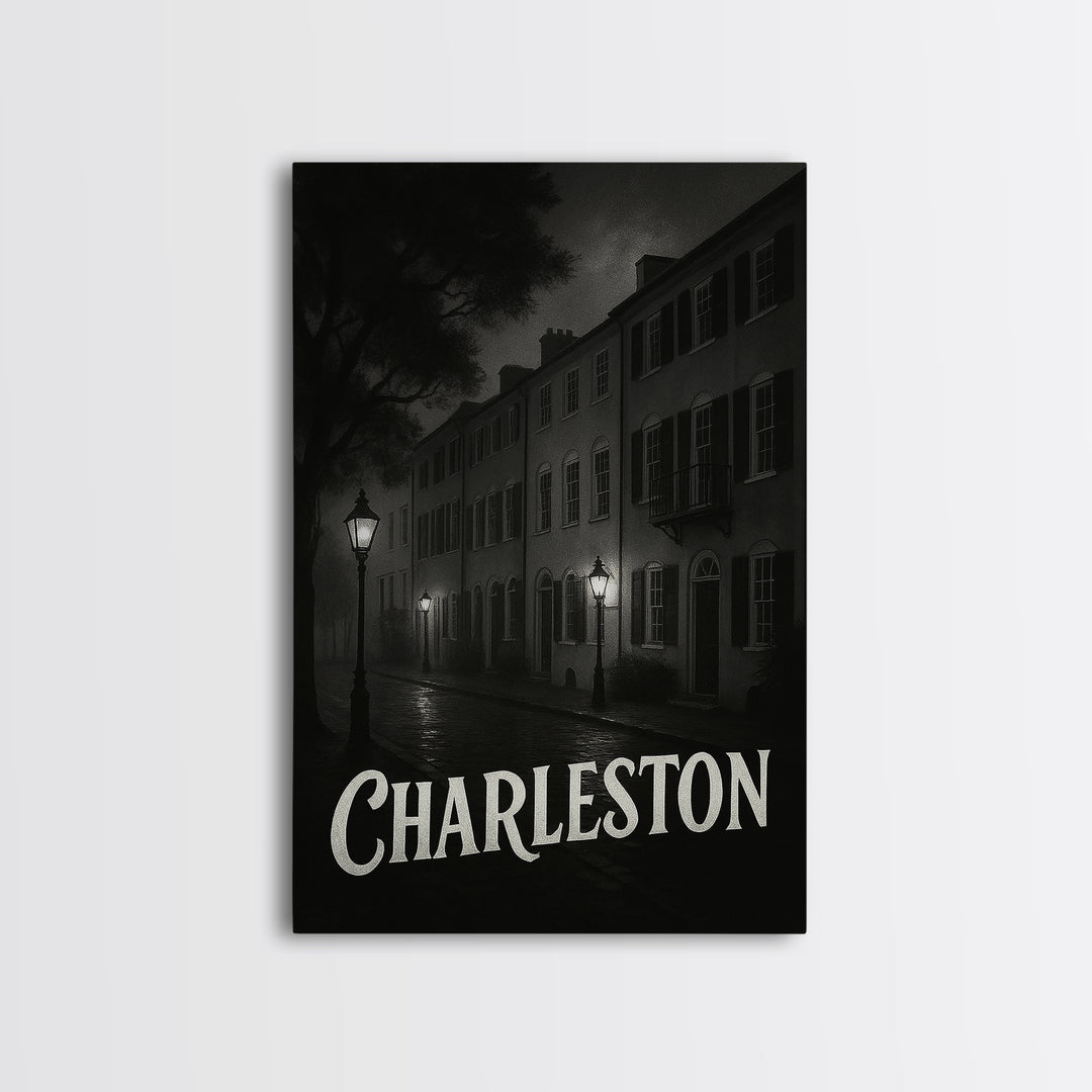 Charleston South Carolina Travel Poster, Canvas Print, Black And White Travel Art, Charleston Travel Art, Fine Art Print, Travel Wall Art