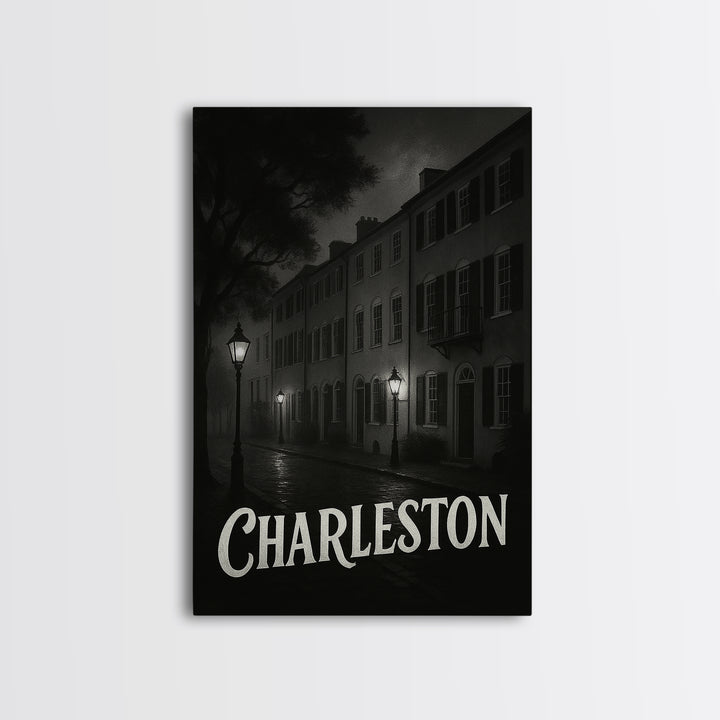 Charleston South Carolina Travel Poster, Canvas Print, Black And White Travel Art, Charleston Travel Art, Fine Art Print, Travel Wall Art