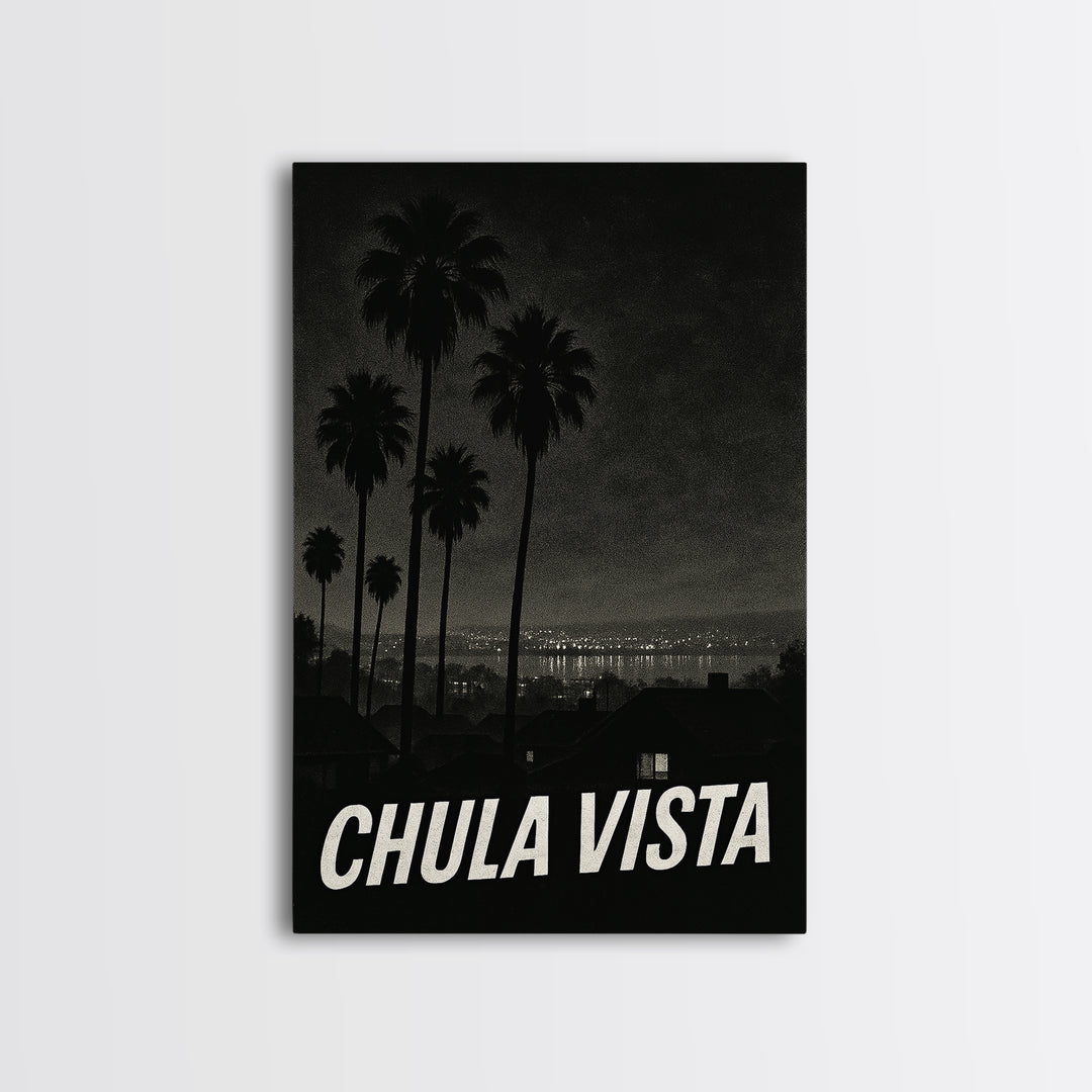 Chua Vista Travel Poster, Canvas Print, Dark Moody City Wall Art, Chua Vista Wall Art, Wanderlust Decor, Retro Travel Print, Poster Print
