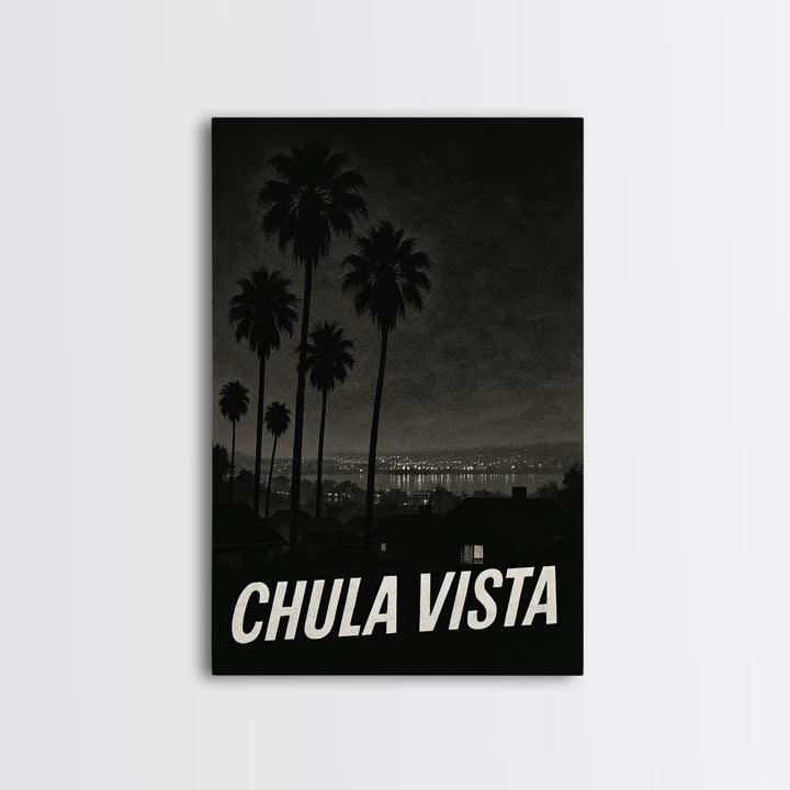 Chua Vista Travel Poster, Canvas Print, Dark Moody City Wall Art, Chua Vista Wall Art, Wanderlust Decor, Retro Travel Print, Poster Print