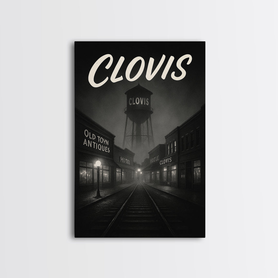 Clovis California Travel Poster, Canvas Print, Black And White Travel Art, Clovis Wall Art, Poster Art, Wall Decor, Gift For Travelers