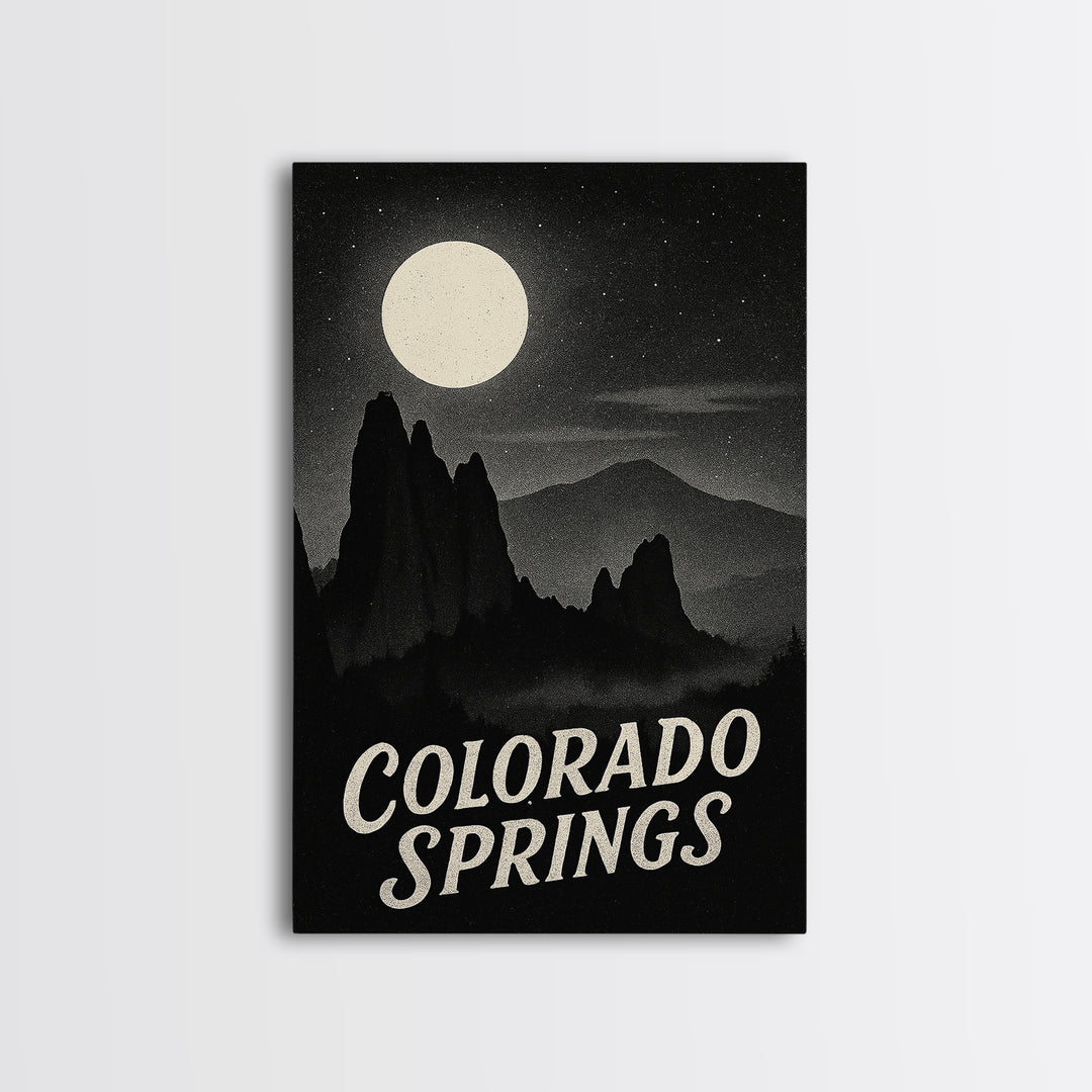 Colorado Springs Colorado Travel Poster, Canvas Print, Night Street Poster Art, Colorado Springs Art Print, Gift For Travelers, Art Print