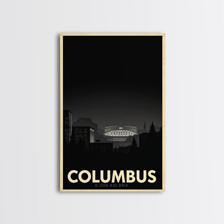 Columbus Travel Poster, Canvas Print, Vintage Noir Poster Art, Columbus City Art, Travel Art Print, Living Room Wall Art, City Travel Prints