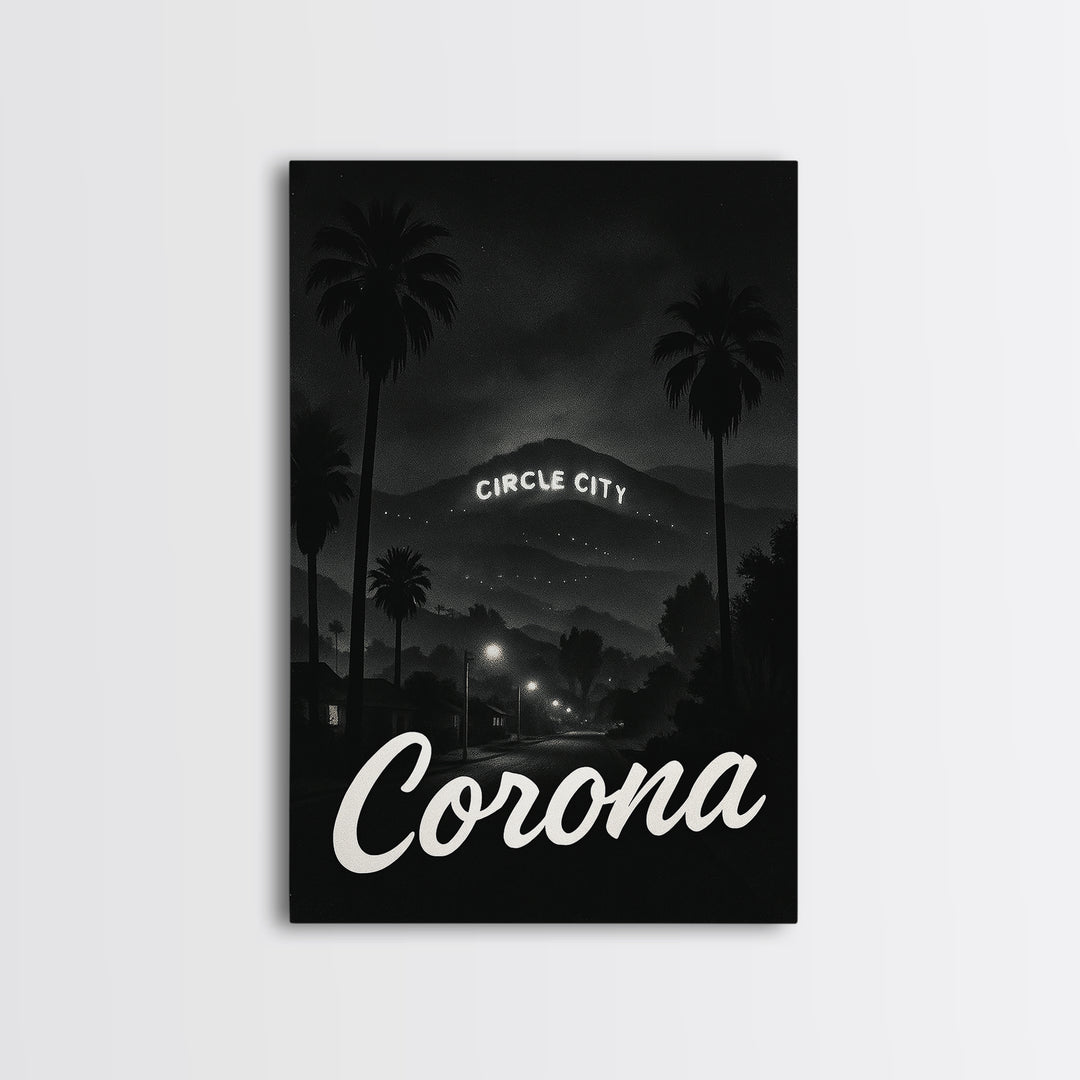 Corona California Travel Poster, Canvas Print, Dark Moody City Wall Art, Corona Poster Print, Travel Poster Set, Travel Wall Art, Home Decor