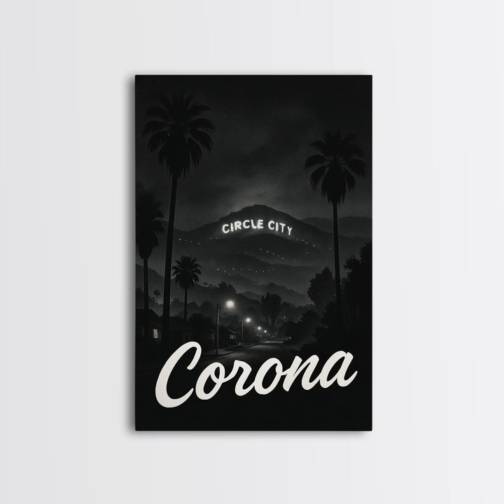 Corona California Travel Poster, Canvas Print, Dark Moody City Wall Art, Corona Poster Print, Travel Poster Set, Travel Wall Art, Home Decor