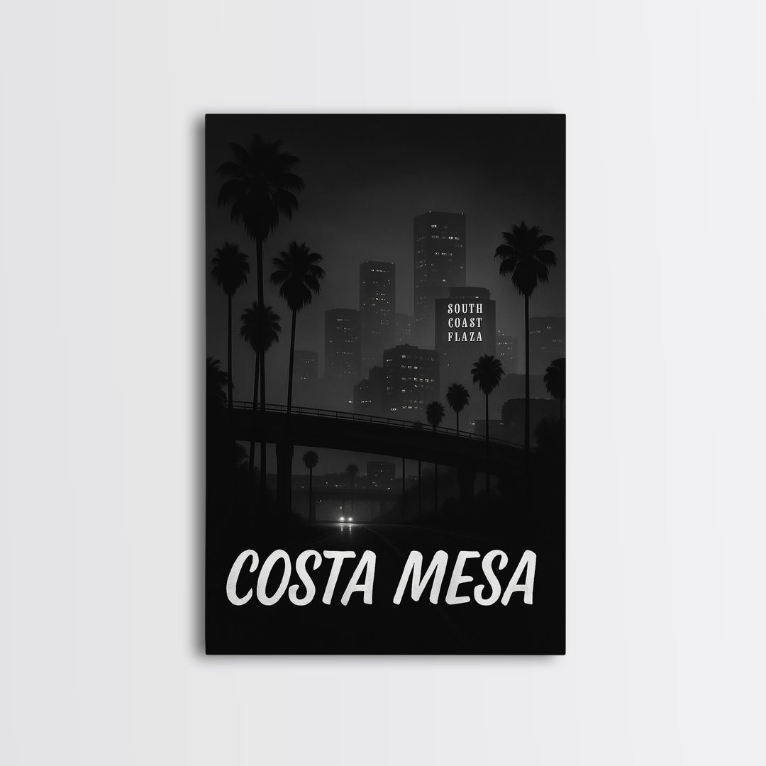 Costa Mesa California Travel Poster, Canvas Print, Vintage Noir Poster Art, Costa Mesa Art Print, Travel Wall Art, Art Print