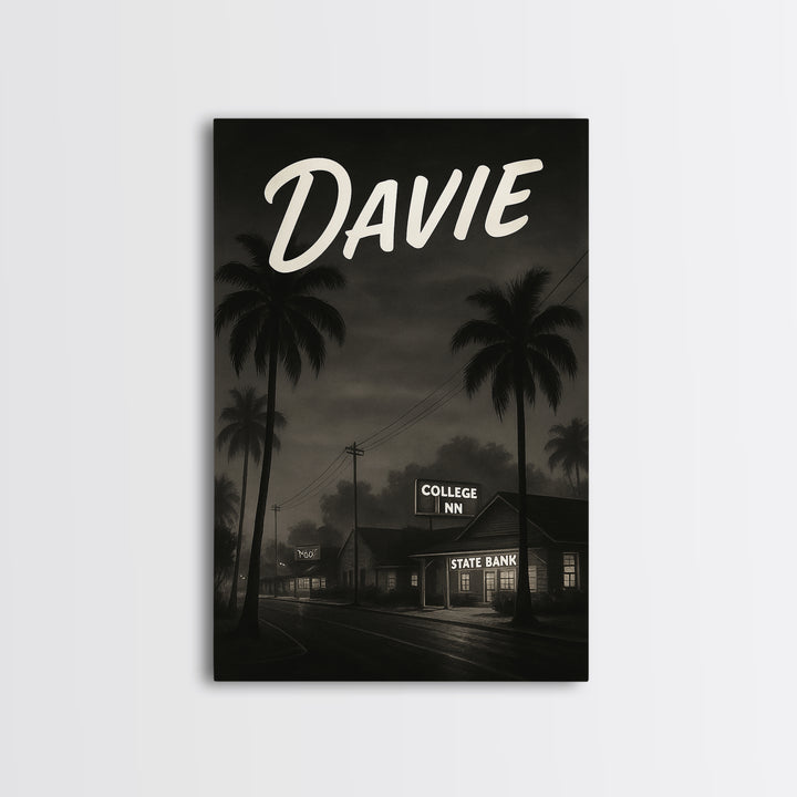 Davie Florida Travel Poster, Canvas Print, Black And White Travel Art, Davie Art Print, City Poster, Travel Wall Art, Travel Art Print