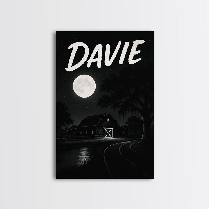 Davie Travel Poster, Canvas Print, Night Street Poster Art, Davie Poster Print, Travel Poster Art, Travel Wall Art, Wanderlust Decor