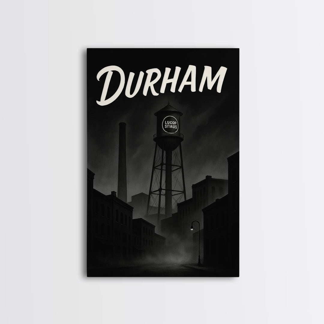 Durham North Carolina Travel Poster, Canvas Print, Night Street Poster Art, Durham City Art, City Art Print, Poster Art, Vintage City Art