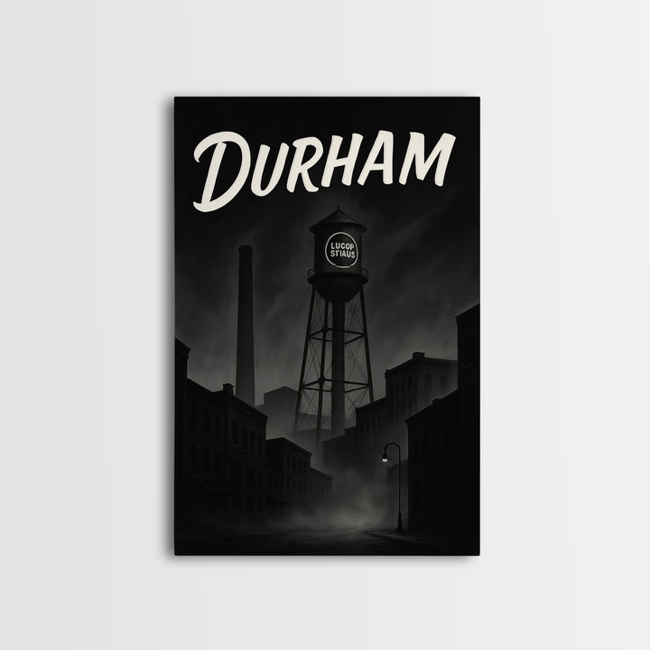 Durham North Carolina Travel Poster, Canvas Print, Night Street Poster Art, Durham City Art, City Art Print, Poster Art, Vintage City Art