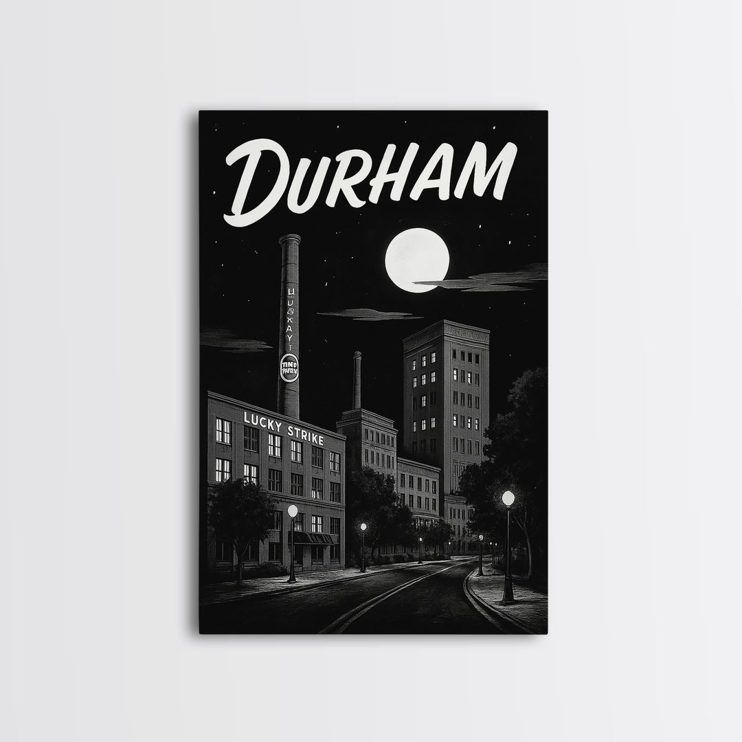 Durham Travel Poster, Framed Canvas Print, Vintage Noir Poster Art, Durham Art Print, Retro Travel Print, Vintage Travel Print