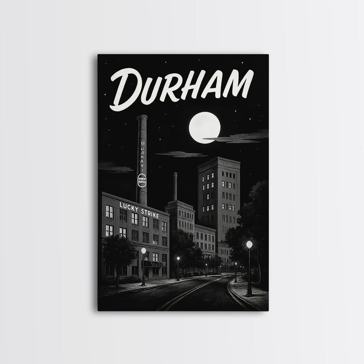 Durham Travel Poster, Framed Canvas Print, Vintage Noir Poster Art, Durham Art Print, Retro Travel Print, Vintage Travel Print
