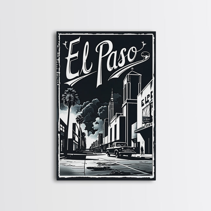 El Paso Travel Poster, Canvas Print, Night Street Poster Art, El Paso Wall Art, Fine Art Print, Vintage City Poster, City Travel Prints