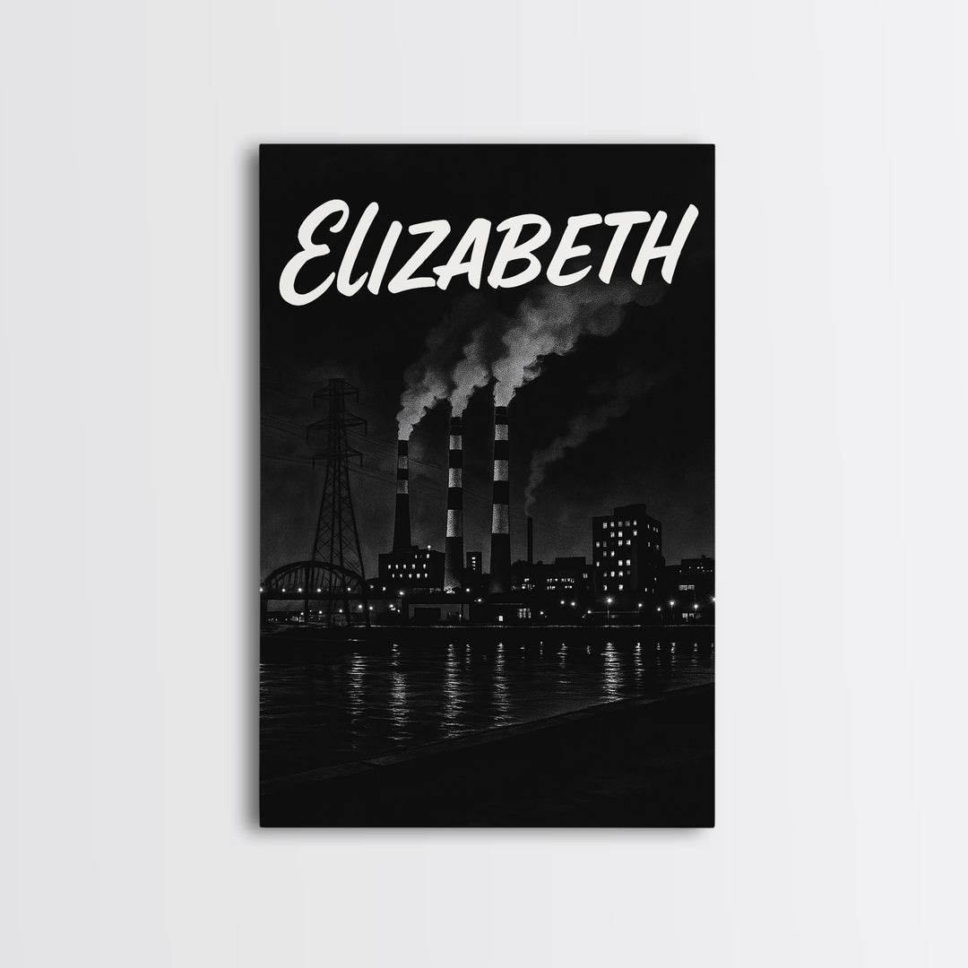 Elizabeth Travel Poster, Framed Canvas Print, Vintage Noir Poster Art, Elizabeth Art Print, Vintage City Poster, Mid Century Wall Art