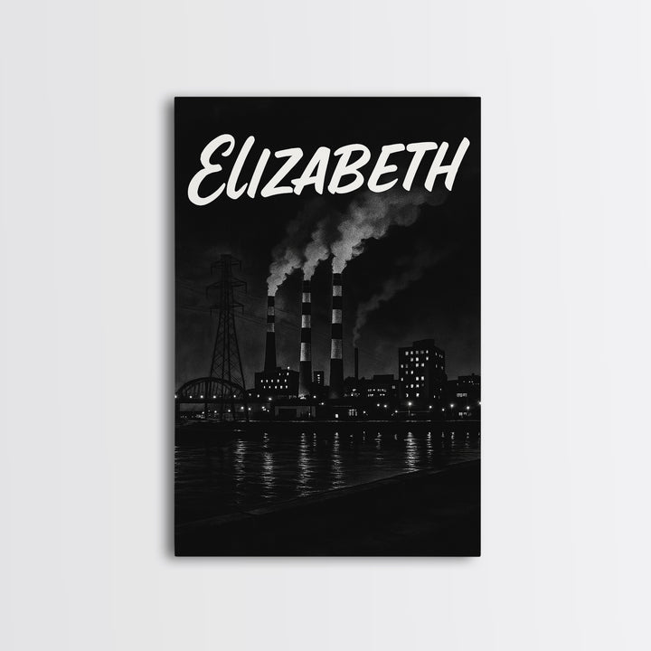 Elizabeth Travel Poster, Framed Canvas Print, Vintage Noir Poster Art, Elizabeth Art Print, Vintage City Poster, Mid Century Wall Art