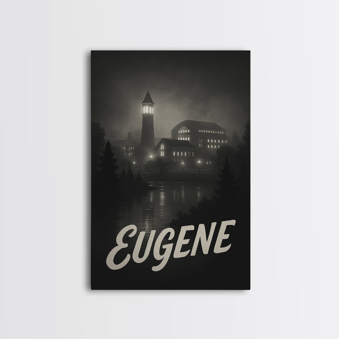 Eugene Oregon Travel Poster, Canvas Print, Black And White Travel Art, Eugene Travel Art, City Art Print, Gift For Travelers, Poster Art