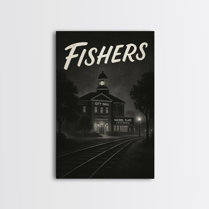 Fishers Indiana Travel Poster, Canvas Print, Night Street Poster Art, Fishers City Art, Modern Wall Decor, City Travel Prints, Art Print