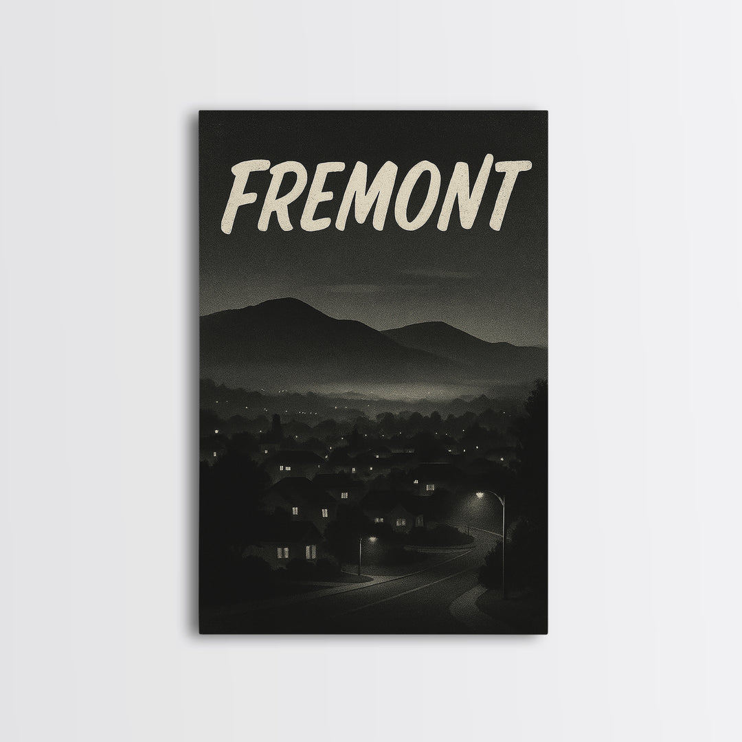 Fremont California Travel Poster, Canvas Print, Black And White Travel Art, Fremont Art Print, Office Decor, Travel Wall Art