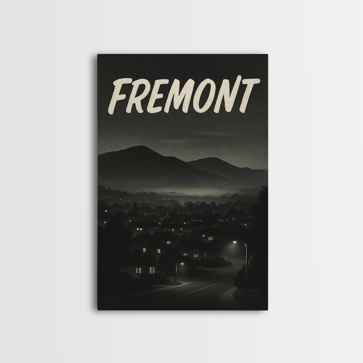 Fremont California Travel Poster, Canvas Print, Black And White Travel Art, Fremont Art Print, Office Decor, Travel Wall Art