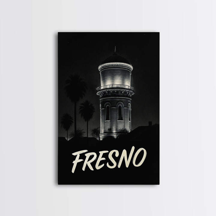 Fresno California Travel Poster, Canvas Print, Vintage Noir Poster Art, Fresno City Art, Vintage Travel Art, Fine Art Print, Wall Art