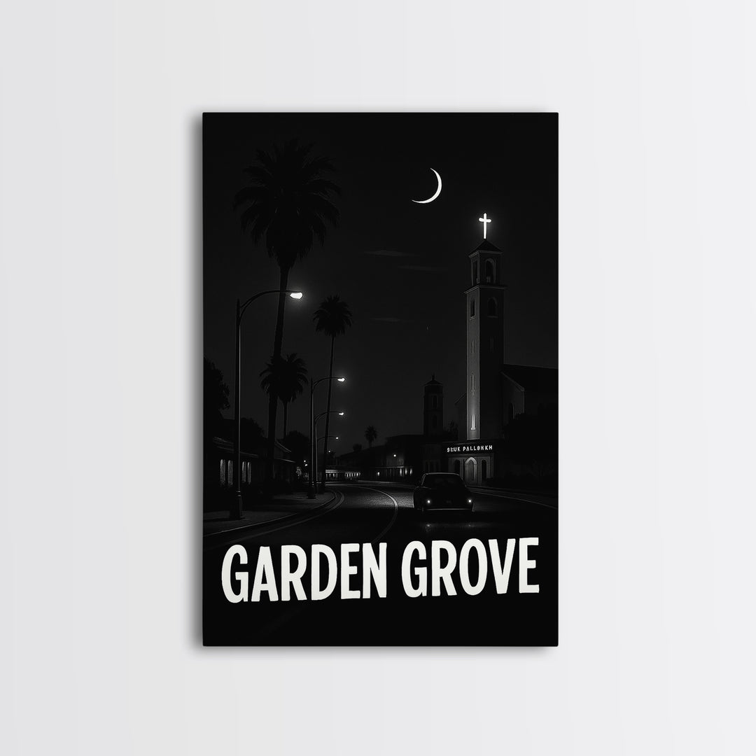 Garden Grove Travel Poster, Canvas Print, Vintage Noir Poster Art, Garden Grove Travel Art, Travel Art Print, Travel Poster Set