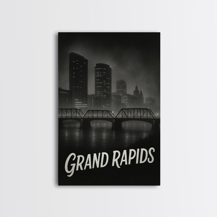 Grand Prairie Travel Poster, Canvas Print, Night Street Poster Art, Grand Prairie Travel Art, Eclectic Wall Decor, Home Office Decor