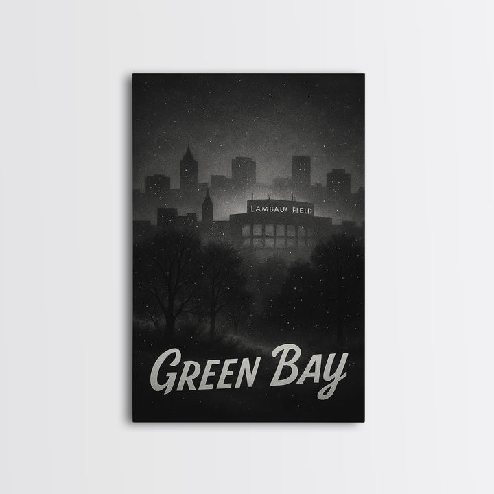 Green Bay Wisconsin Travel Poster, Canvas Print, Vintage Noir Poster Art, Green Bay Poster Print, Vintage City Poster, Vintage City Art