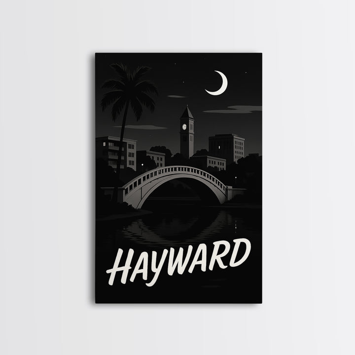 Hayward Travel Poster, Canvas Print, Dark Moody City Wall Art, Hayward Art Print, Travel Poster Art, Wanderlust Decor, Eclectic Wall Decor