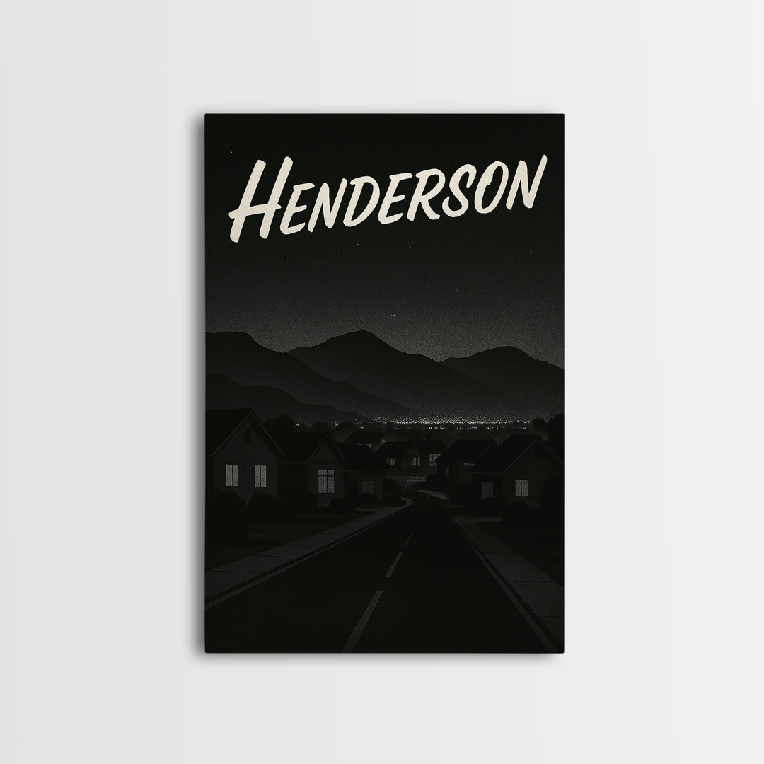 Henderson Nevada Travel Poster, Canvas Print, Black And White Travel Art, Henderson City Art, City Travel Prints, Watercolor Cityscape
