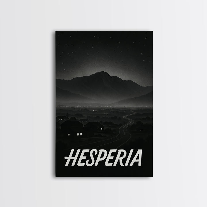Hesperia California Travel Poster, Canvas Print, Vintage Noir Poster Art, Hesperia Art Print, Travel Art, Travel Wall Art, Wall Art