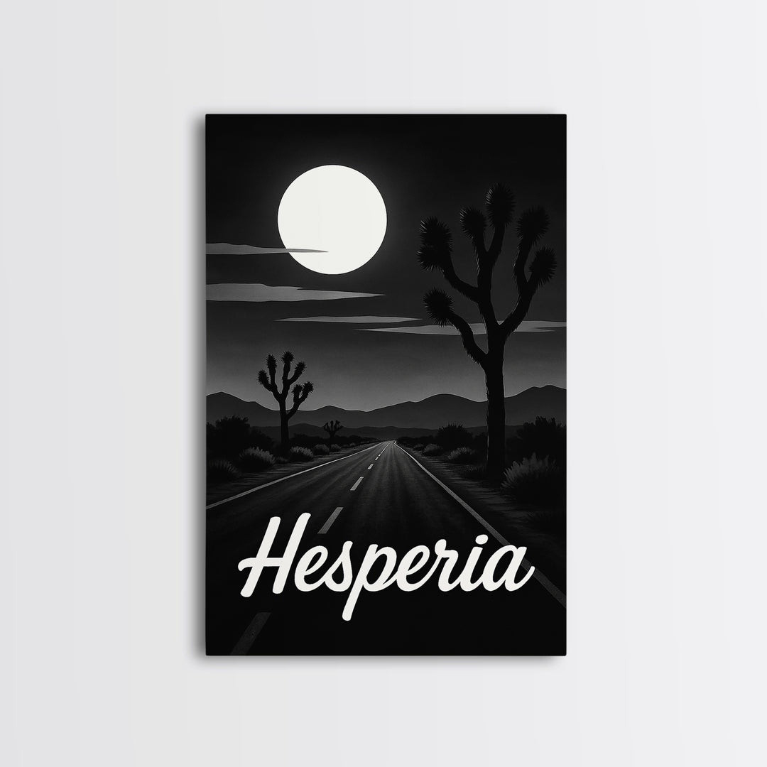 Hesperia Travel Poster, Framed Canvas Print, Vintage Noir Poster Art, Hesperia Poster Print, Travel Poster Set, Vintage City Art