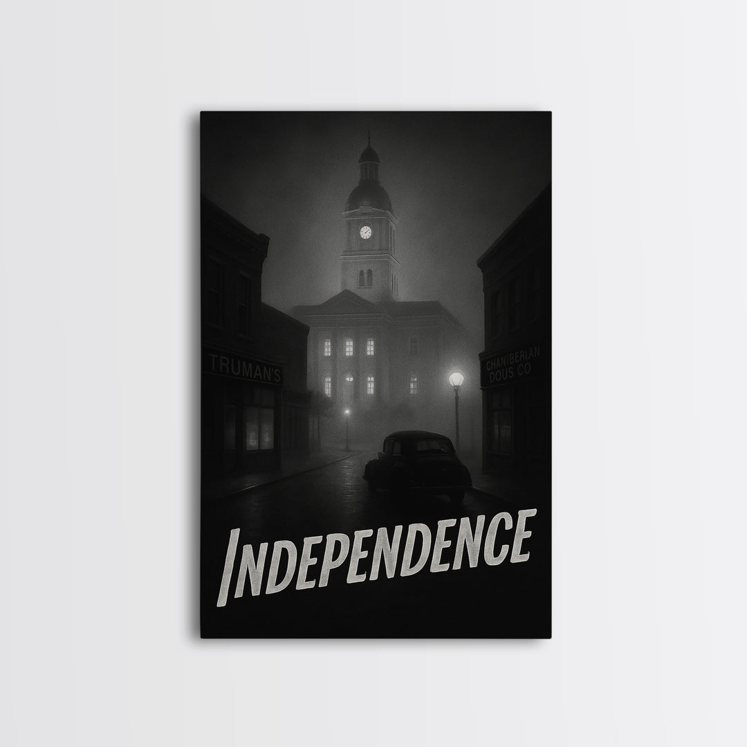 Independence Missouri Travel Poster, Canvas Print, Vintage Noir Poster Art, Independence City Art, Travel Art Print, Art Print