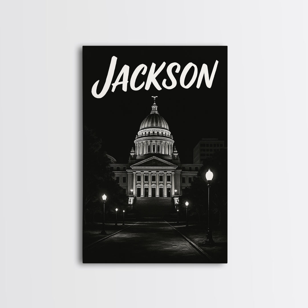 Jackson Travel Poster, Canvas Print, Vintage Noir Poster Art, Jackson Travel Art, Vintage City Art, Vintage Travel Art, Travel Poster Art