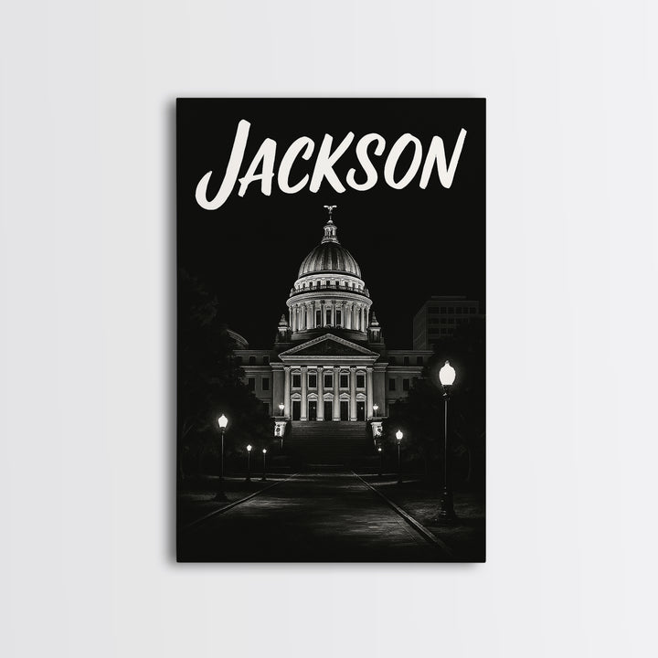 Jackson Travel Poster, Canvas Print, Vintage Noir Poster Art, Jackson Travel Art, Vintage City Art, Vintage Travel Art, Travel Poster Art
